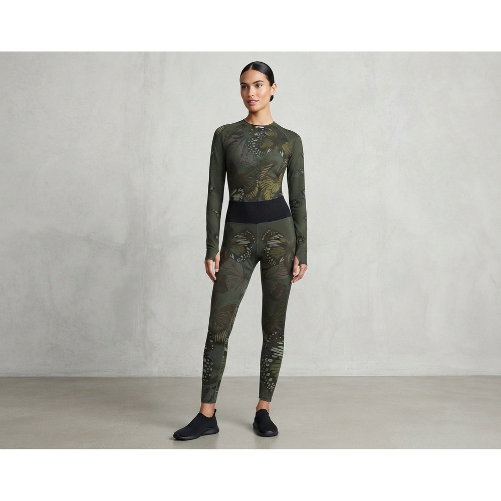 Varley Butterfly Base Layer Set Womens Small Olive Green Excellent Activewear